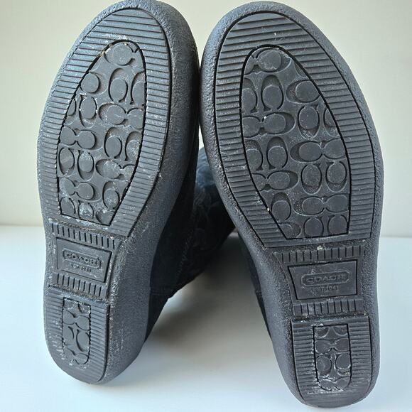 Coach Tullip Signature Print Suede Black Leather Fleece Winter Boots Womens 7 B - Picture 13 of 16
